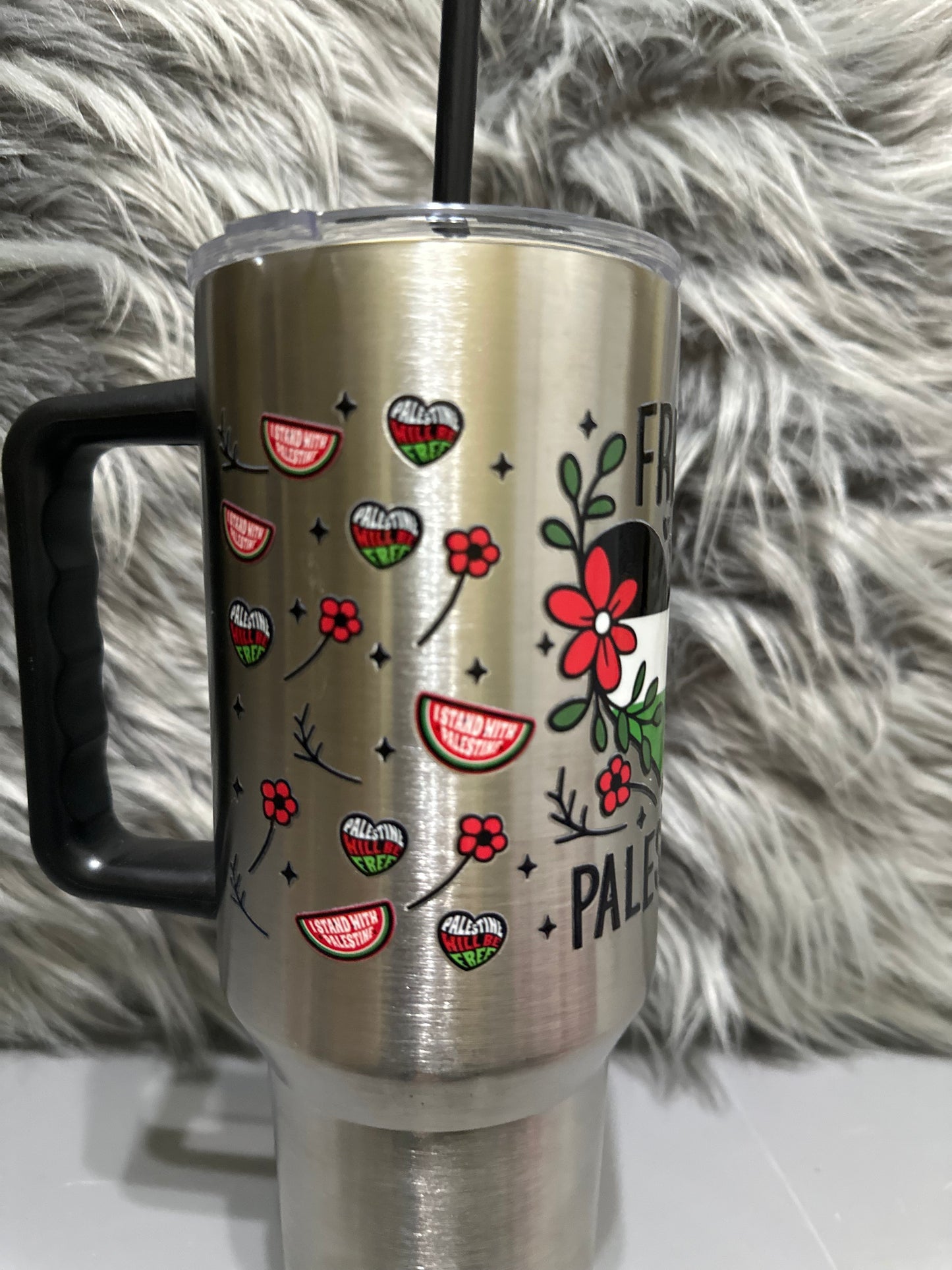 #6 Customize Gaza & Palestine 40oz stainless steel tumbler