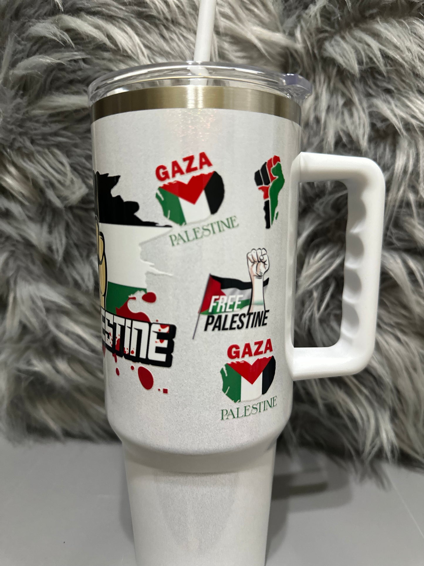 #4Customize Gaza & Palestine 40oz stainless steel tumbler
