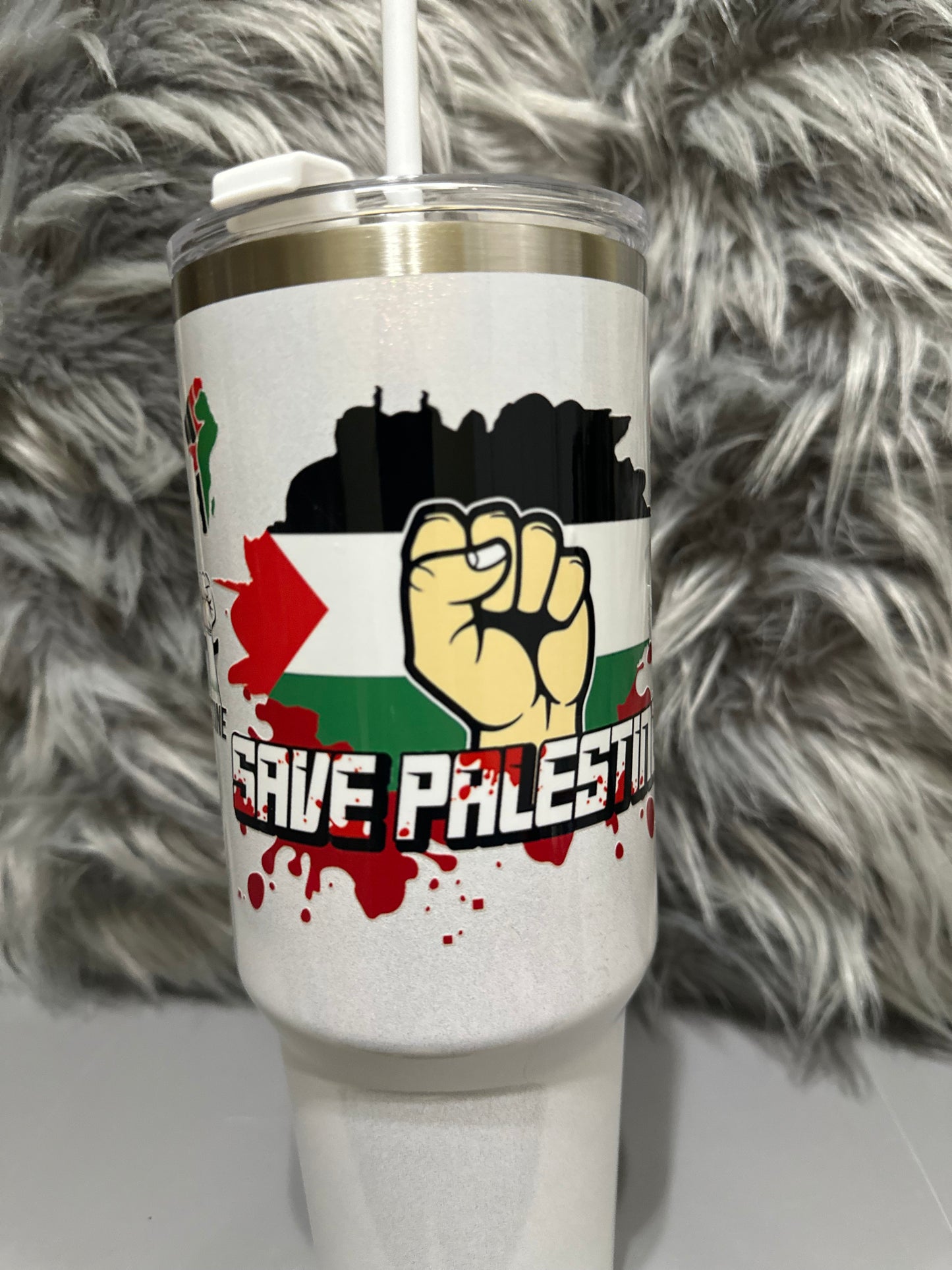#4Customize Gaza & Palestine 40oz stainless steel tumbler
