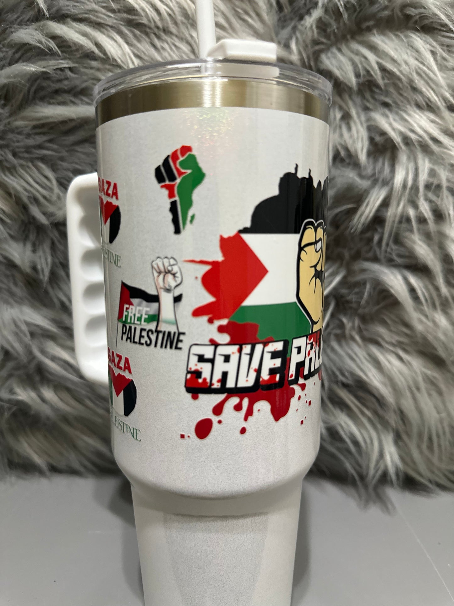 #4Customize Gaza & Palestine 40oz stainless steel tumbler