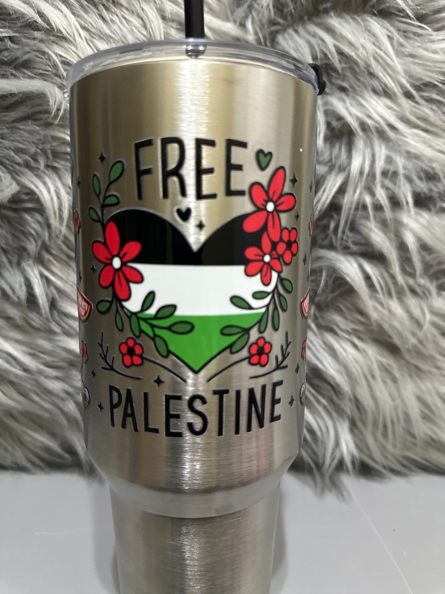 #6 Customize Gaza & Palestine 40oz stainless steel tumbler