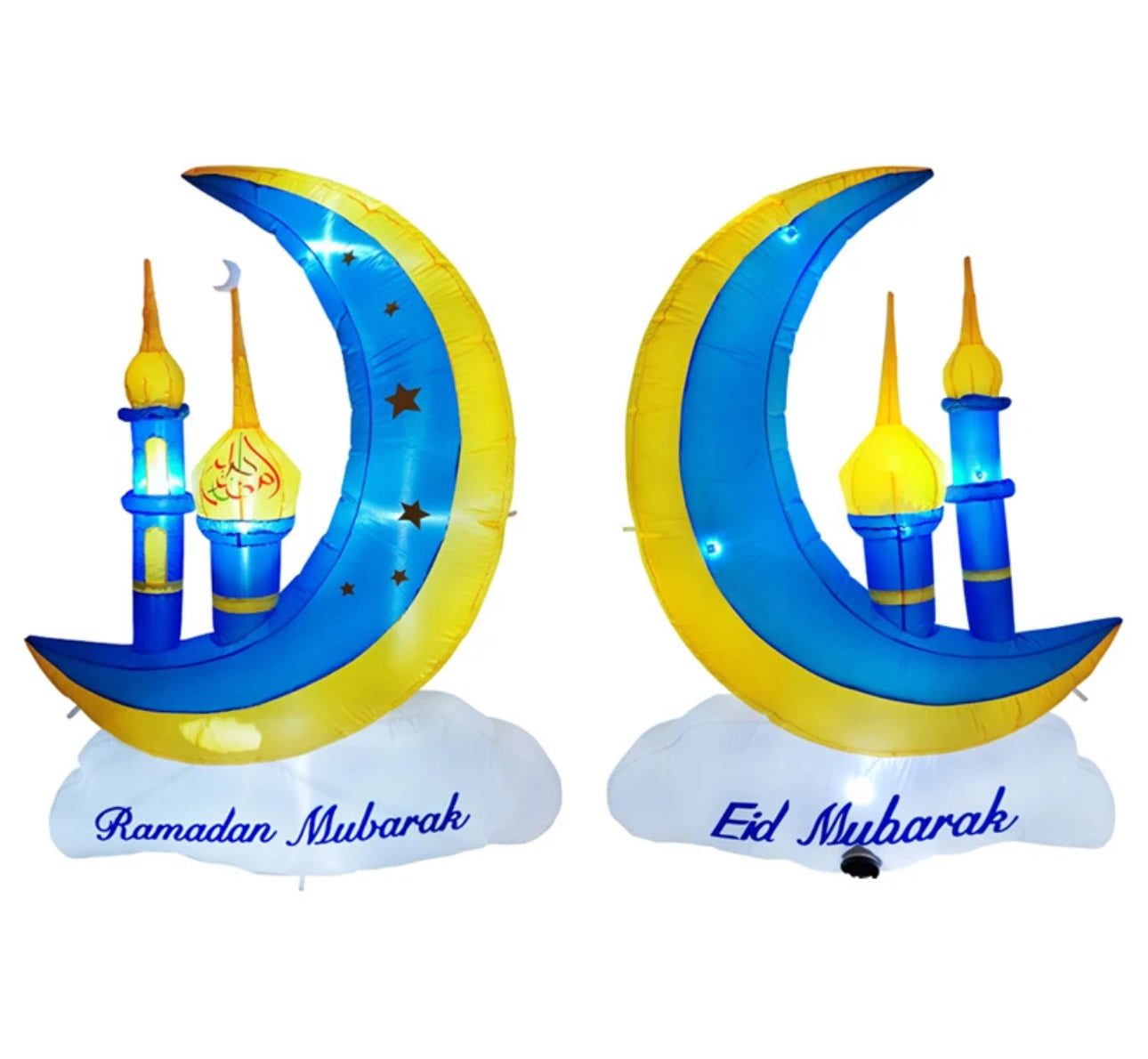 Ramadan & Eid decoration yellow and bule moon with castle