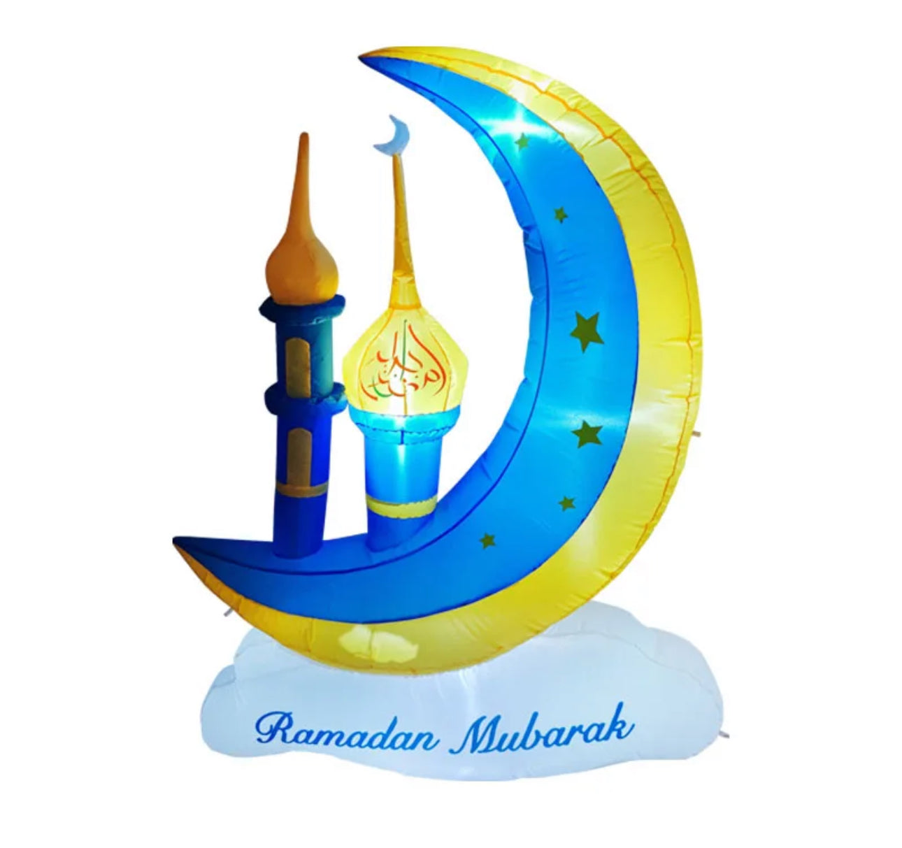 Ramadan & Eid decoration yellow and bule moon with castle