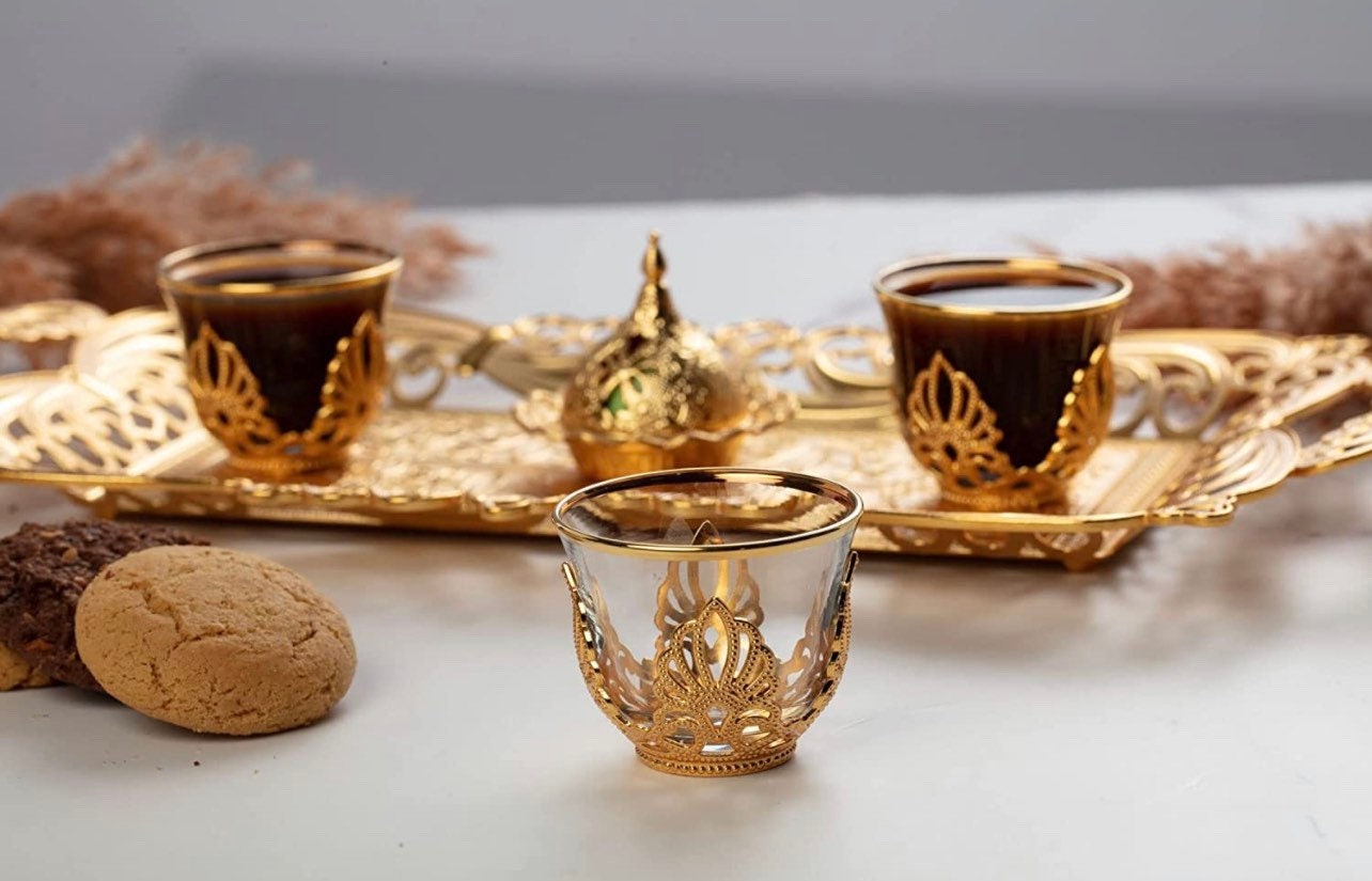 Ahsen Gold Color Mirra – Gahwa Cups onky (Six Pieces)