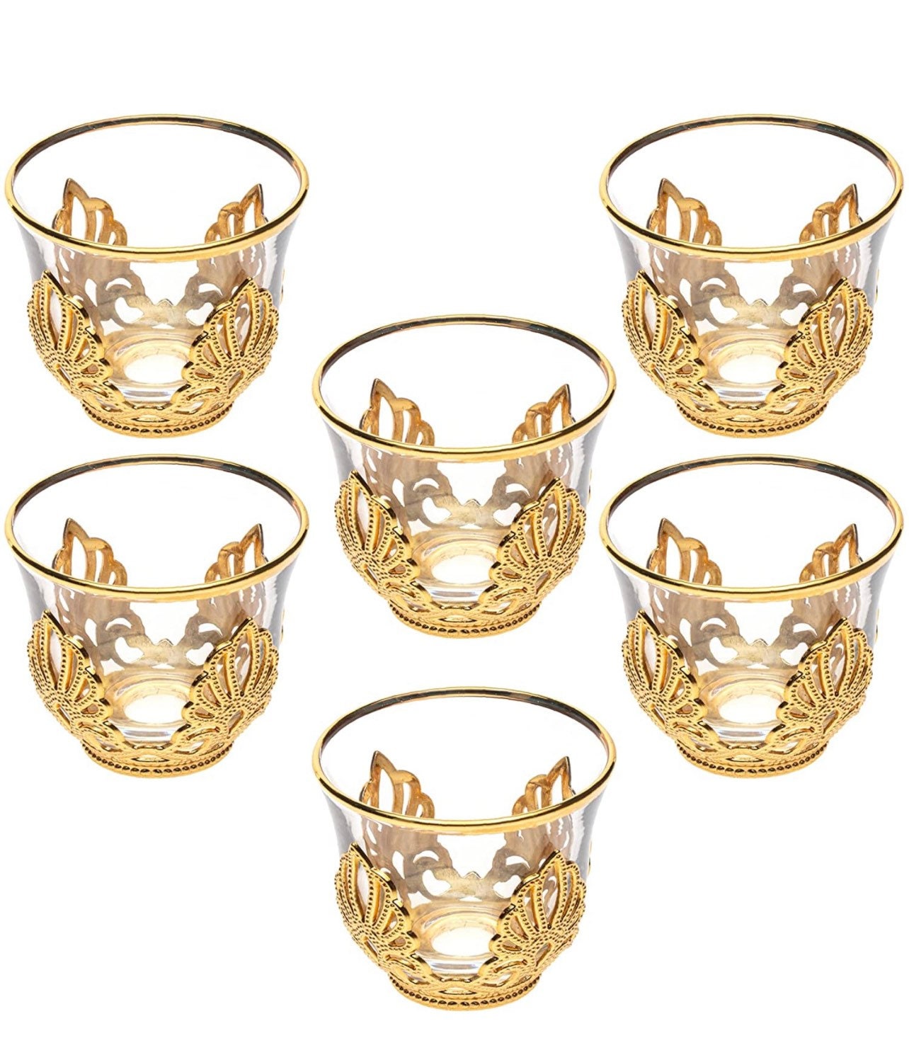 Ahsen Gold Color Mirra – Gahwa Cups onky (Six Pieces)