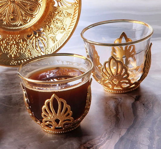 Ahsen Gold Color Mirra – Gahwa Cups onky (Six Pieces)