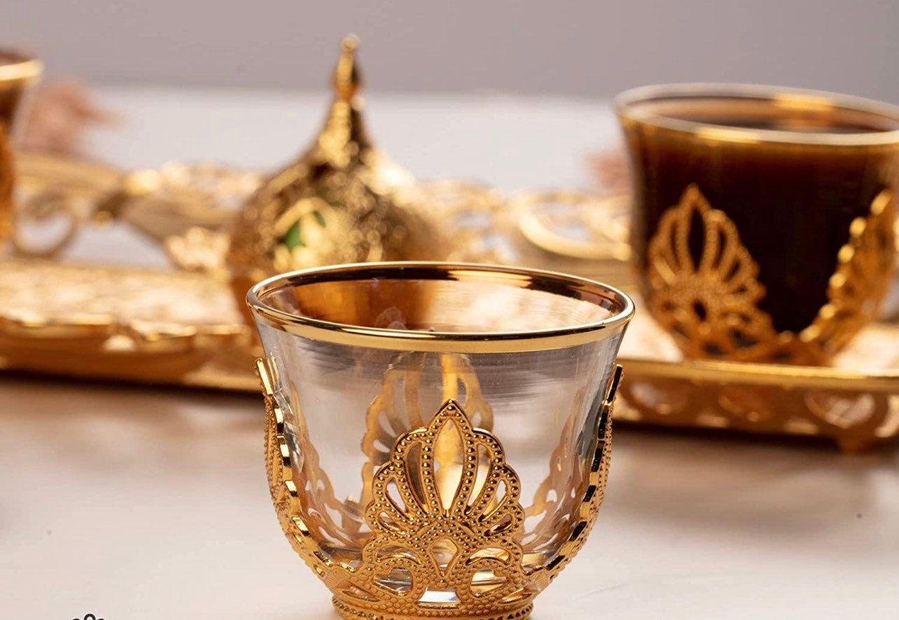 Ahsen Gold Color Mirra – Gahwa Cups onky (Six Pieces)