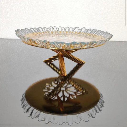 Yaren Round Cookie Serving Stand With Glass Plate